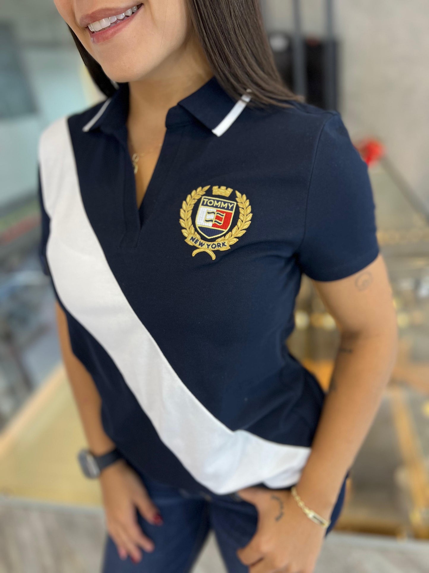 Polo Tommy Hilfiger Mujer Azul Escudo