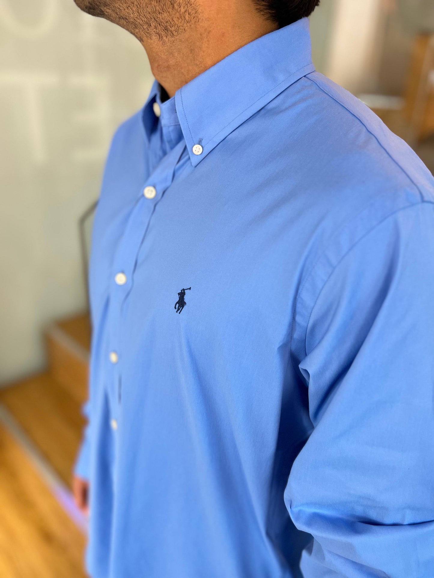 Camisa Polo R.L hombre Performance Celeste