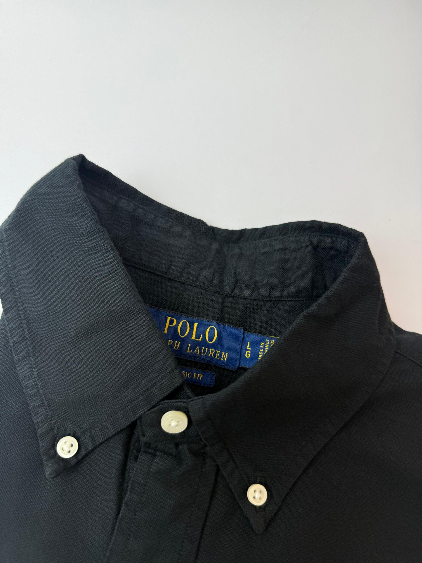 Camisa Polo R.L hombre Oxford Negra