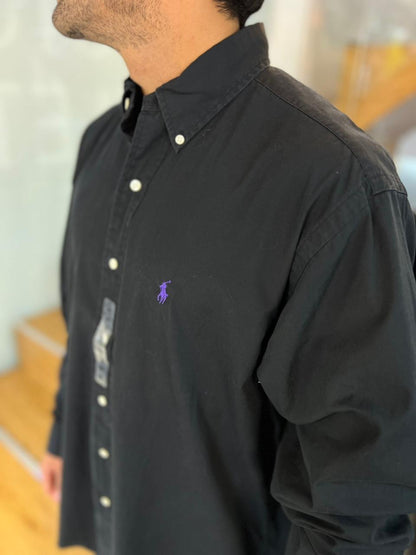 Camisa Polo R.L hombre Oxford Negra