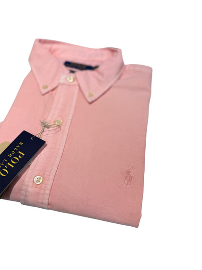 Camisa Polo R.L hombre Oxford Manga Corta Salmón