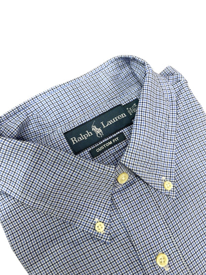 Camisa Polo R.L hombre Algodón Custom Fit Cuadros Azules Caballo Azul