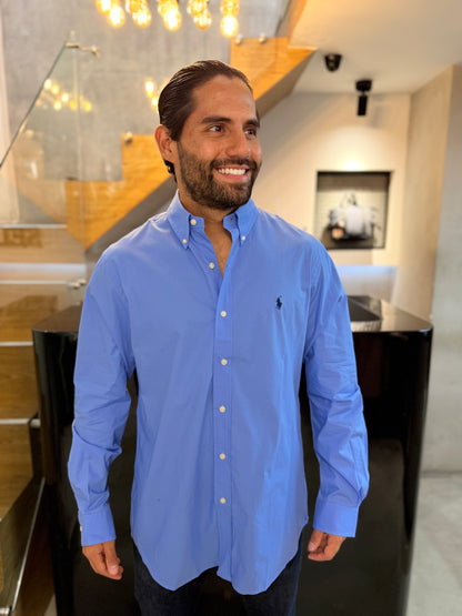 Camisa Polo R.L hombre Algodón Azul Cielo Caballo Azul