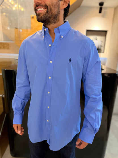 Camisa Polo R.L hombre Algodón Azul Cielo Caballo Azul