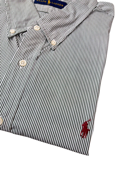 Camisa Polo R.L hombre Algodón Rayas Verdes Caballo Rojo