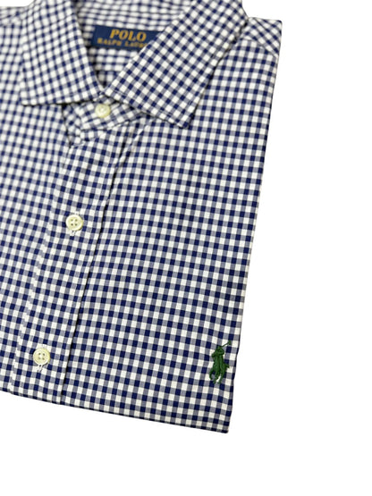 Camisa Polo R.L hombre Algodón Cuadros Azules Caballo Verde