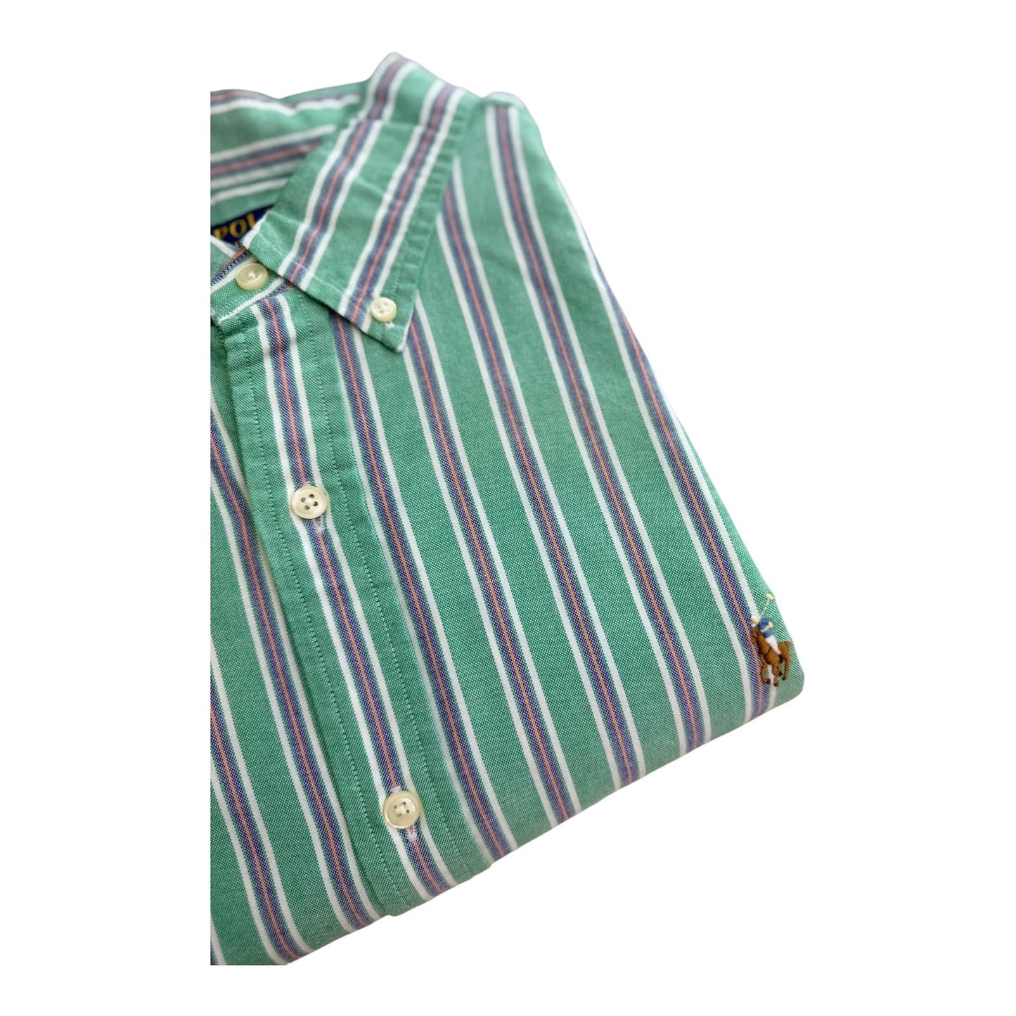 Camisa Polo R.L hombre Oxford  Rayas verdes Caballo Multicolor