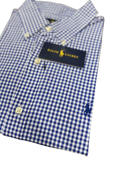 Camisa Polo R.L hombre Algodón Cuadros Azules Caballo Azul