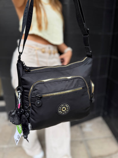 Bolso de Mano Negro-Dorado