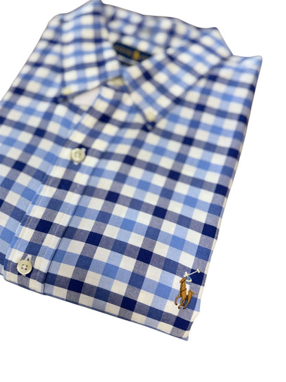 Camisa Polo R.L hombre Oxford Cuadros Azules Caballo Multicolor