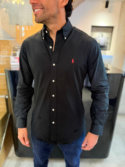 Camisa Polo R.L hombre Algodón Negra