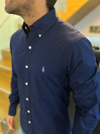 Camisa Polo R.L hombre Algodón Slim Fit Azul