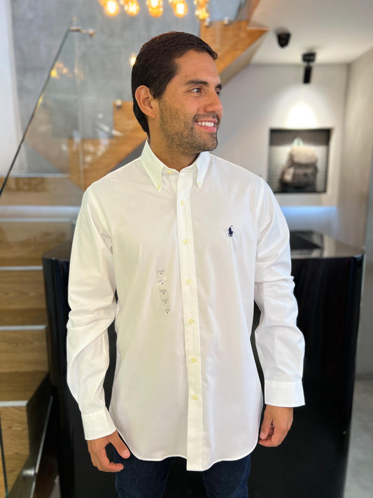 Camisa Polo R.L hombre Algodón Blanca