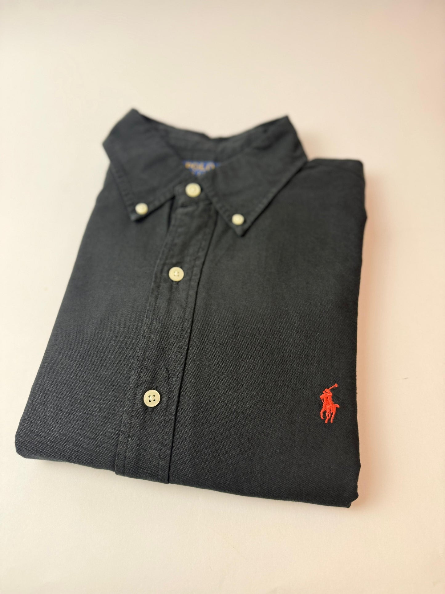 Camisa Polo R.L hombre Oxford Negra