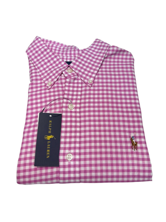 Camisa Polo R.L hombre Oxford Cuadros Rosados Caballo Multicolor