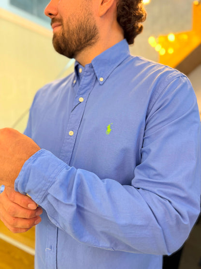 Camisa Polo R.L hombre Algodón Azul Caballo Verde