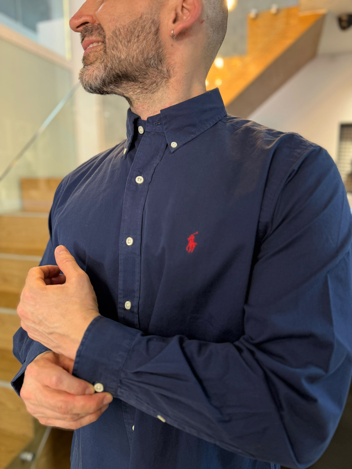 Camisa Polo R.L hombre Algodón Azul Oscuro Caballo Rojo