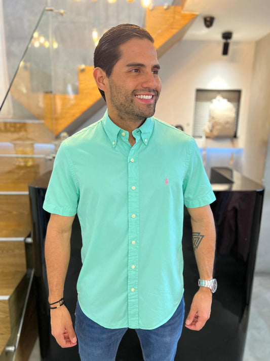 Camisa Polo R.L hombre Algodón Manga Corta Verde