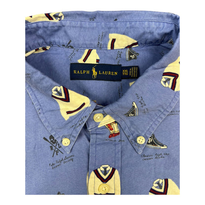 Camisa Polo R.L hombre Oxford Celeste Edición Polo Bear Caballo Azul