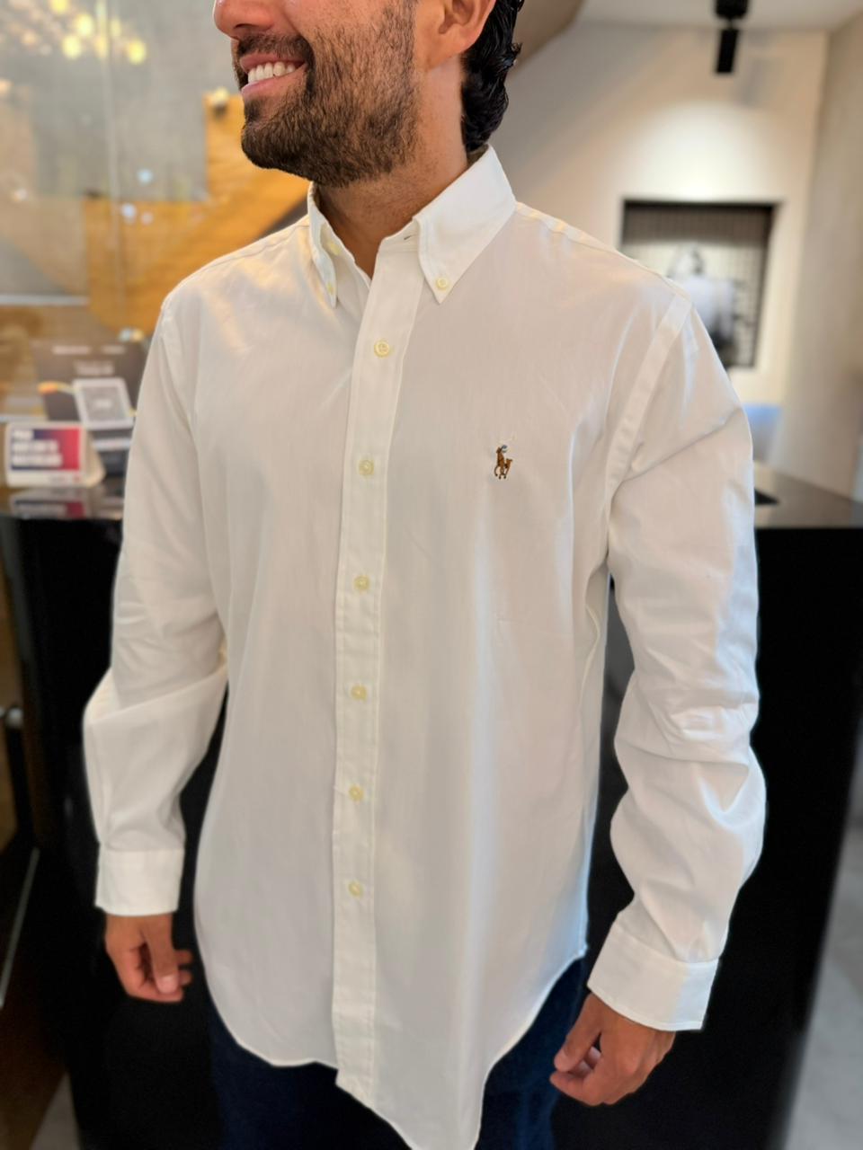 Camisa Polo R.L hombre Algodón Blanca Caballo Multicolor