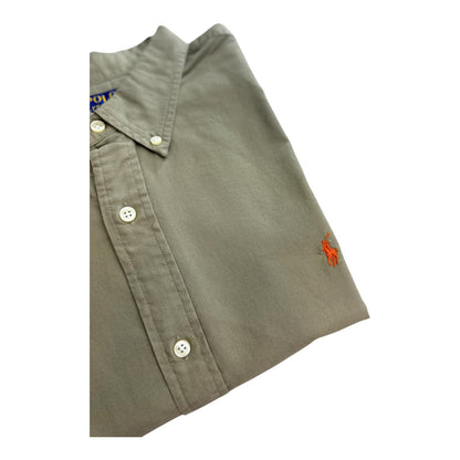 Camisa Polo R.L hombre Oxford Verde Militar Clara Caballo Naranja