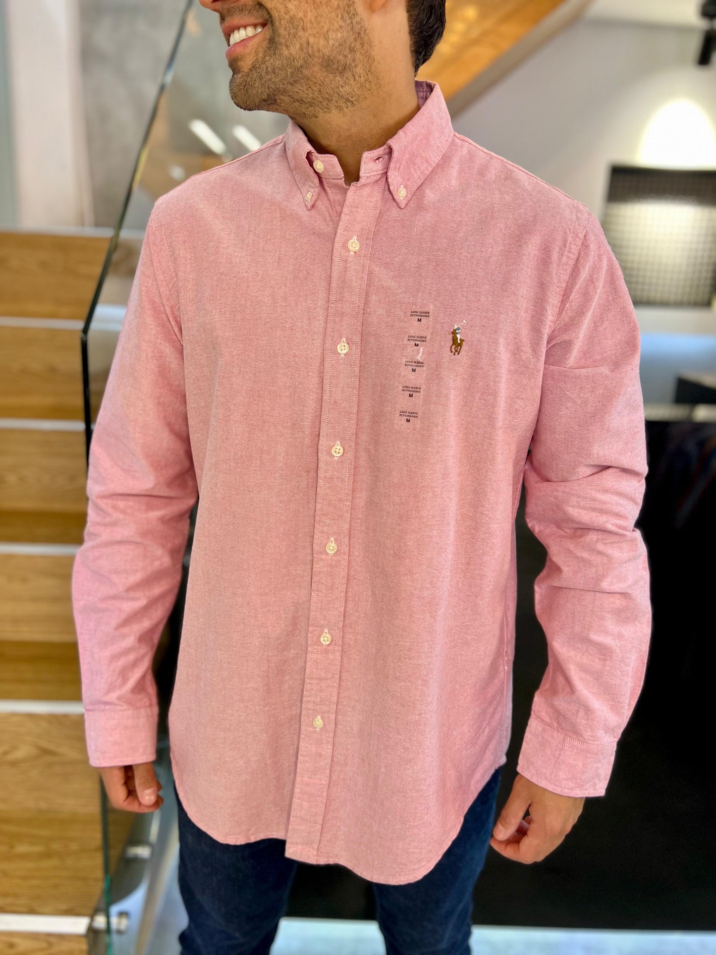 Camisa Polo R.L hombre Oxford Rosada