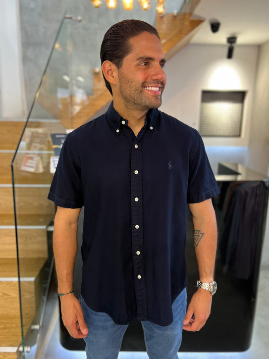 Camisa Polo R.L hombre Manga Corta Lino