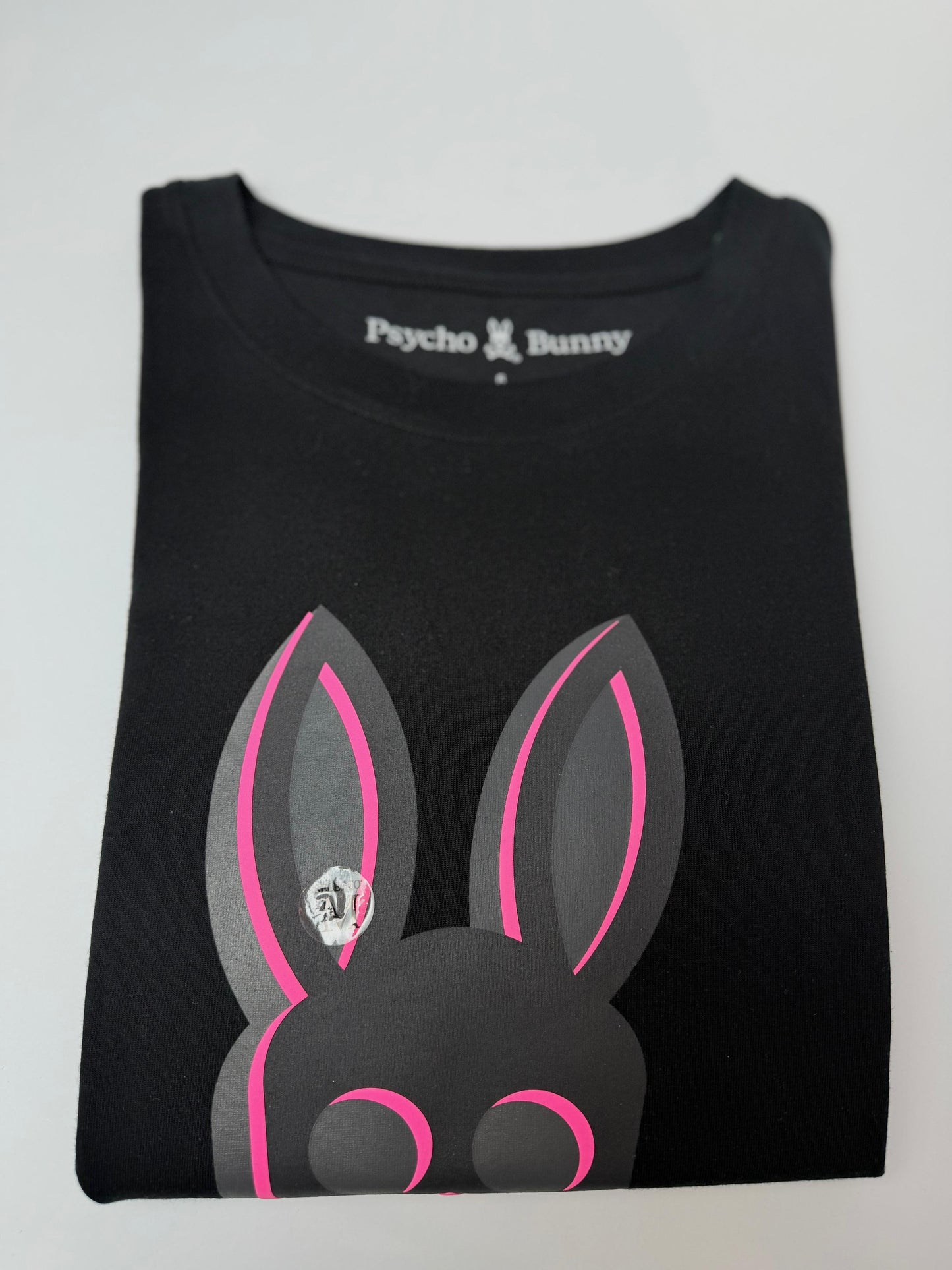 Camiseta Psycho bunny hombre Algodón Negra Rosa Neon
