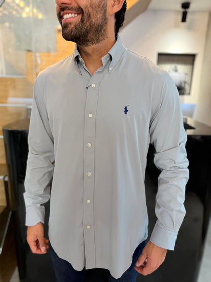 Camisa Polo R.L hombre Performance Gris Caballo Azul
