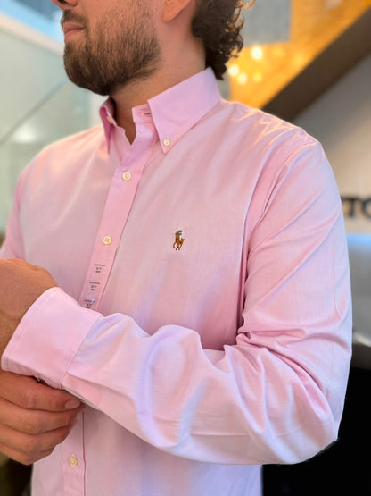 Camisa Polo R.L hombre Algodón Rosada Caballo Multicolor
