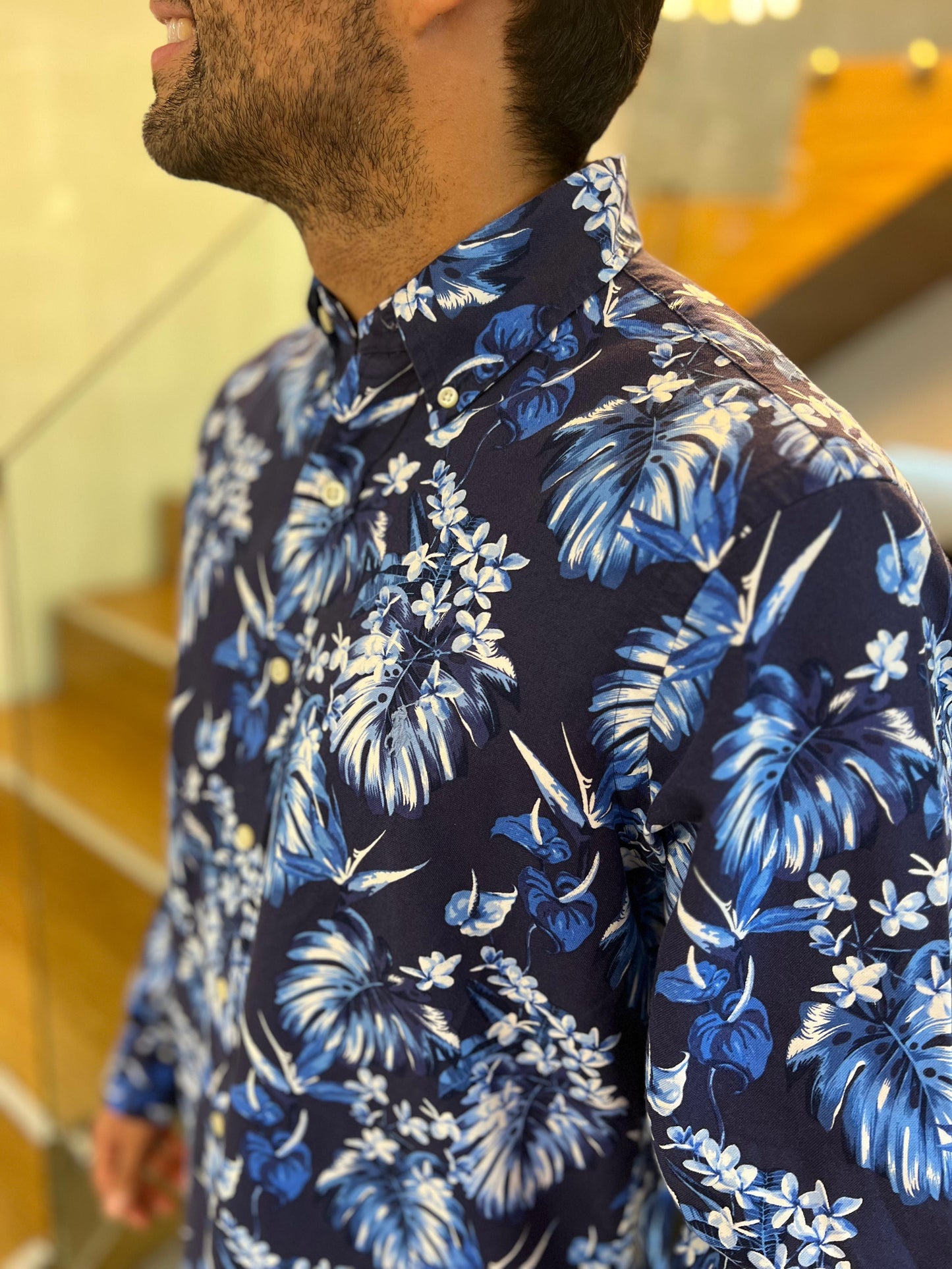 Camisa Polo R.L hombre Oxford Flores