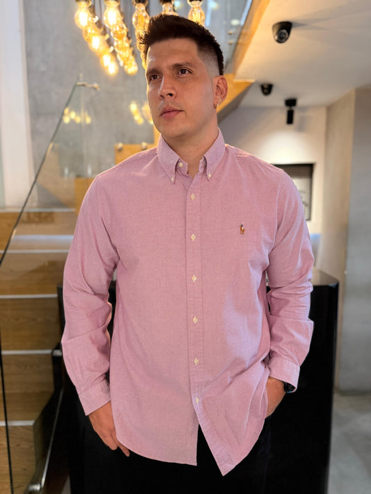 Camisa Polo R.L hombre Oxford Rosa Caballo Multicolor