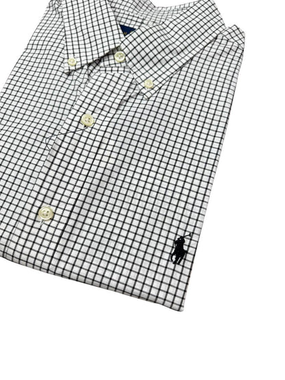 Camisa Polo R.L hombre Algodón Cuadros Negros Caballo Negro