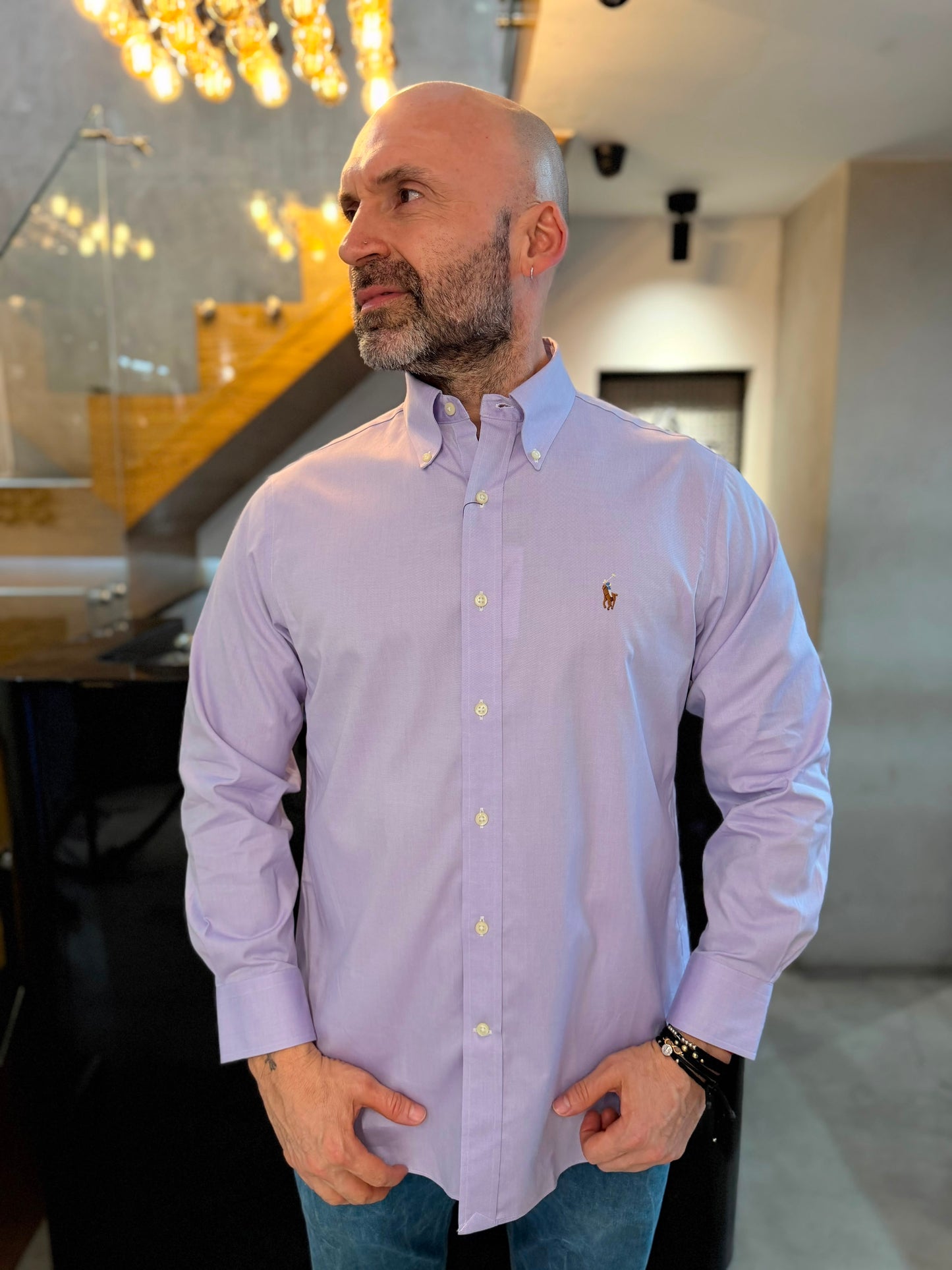 Camisa Polo R.L hombre Algodón Morada Caballo Multicolor