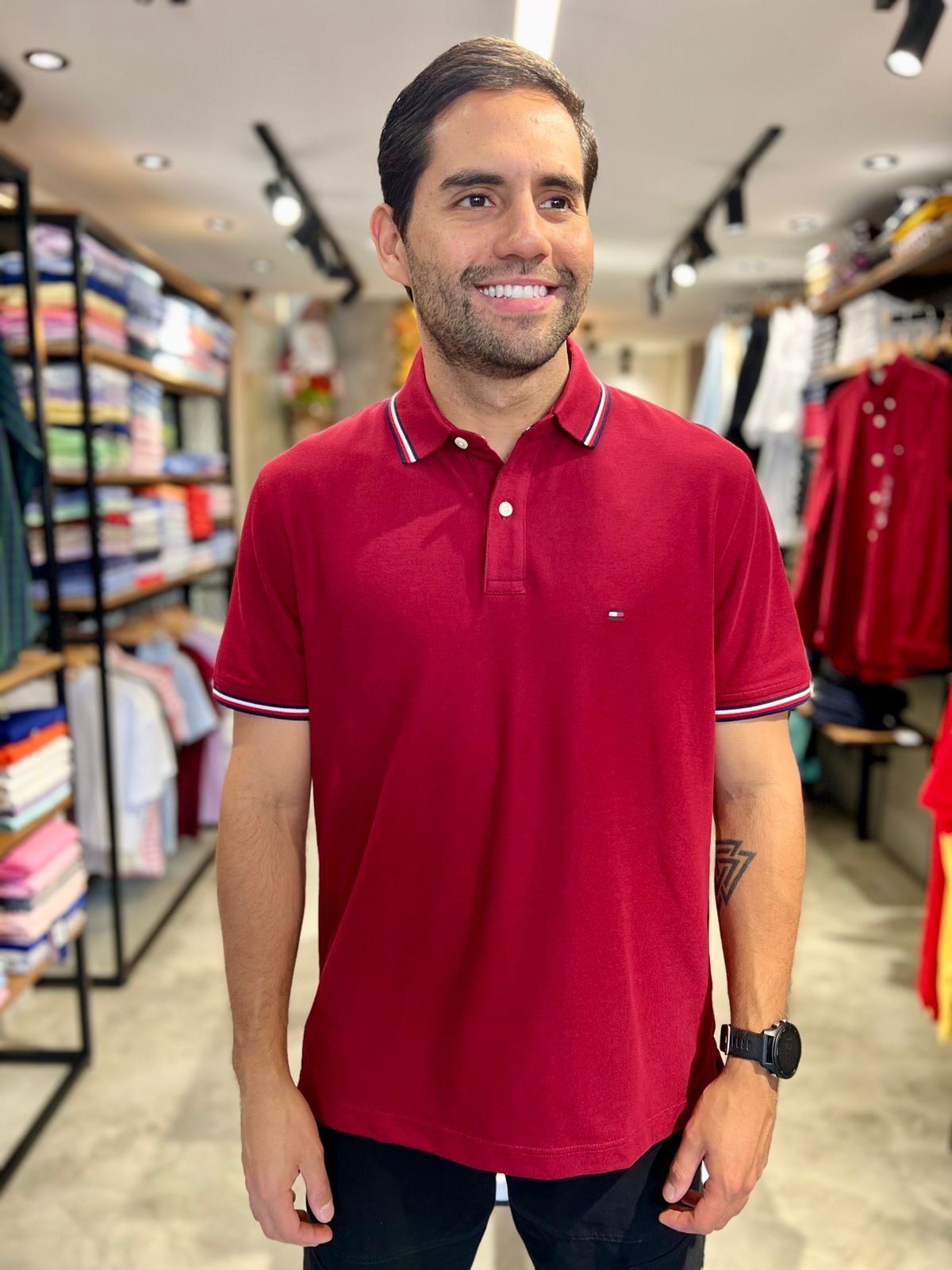 Polo Tommy Hilfiger Hombre Clasico Vinotinto