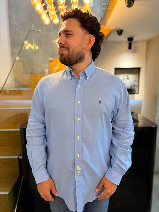 Camisa Polo R.L hombre Algodón Celeste Caballo Multicolor
