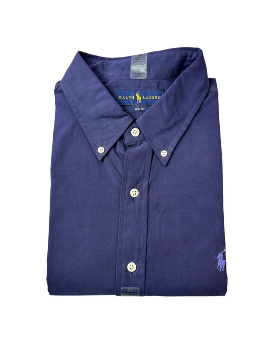 Camisa Polo R.L hombre Oxford Slim Fit Azul