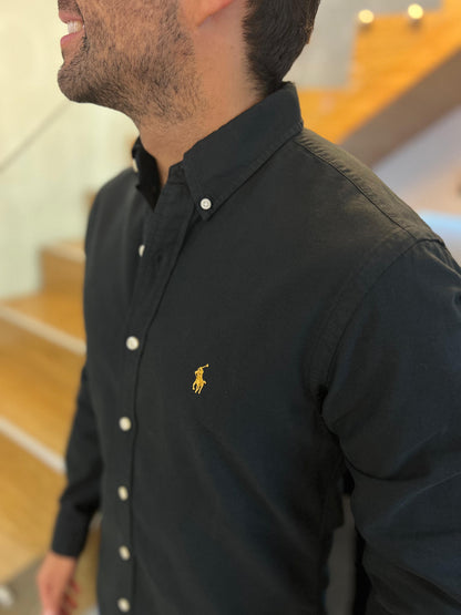 Camisa Polo R.L hombre Oxford Slim Fit Negra