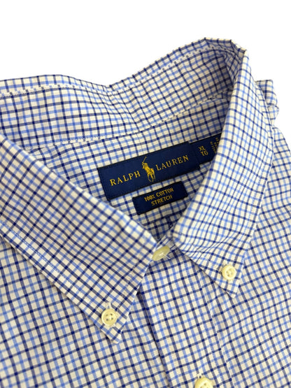 Camisa Polo R.L hombre Algodón Cuadros Azules Caballo Azul