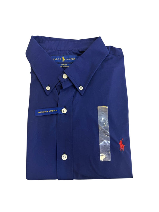 Camisa Polo R.L hombre Algodón Slim Fit Azul Caballo Rojo