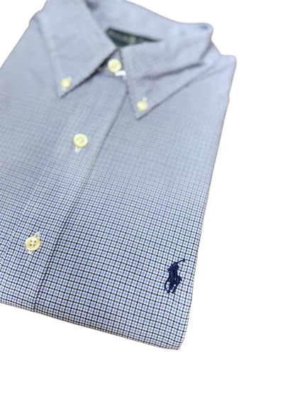 Camisa Polo R.L hombre Algodón Custom Fit Cuadros Azules Caballo Azul