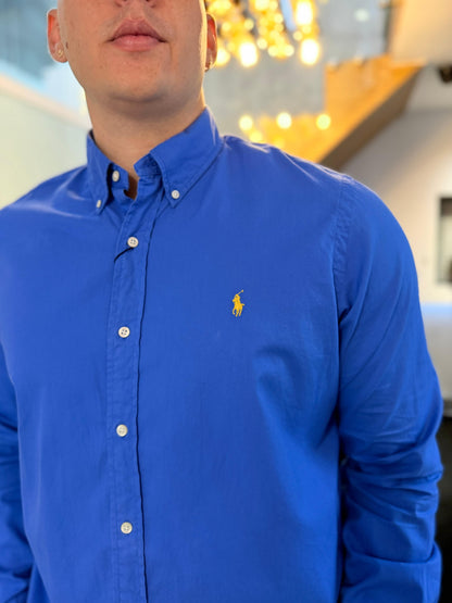 Camisa Polo R.L hombre Algodón Azul Caballo Amarrillo