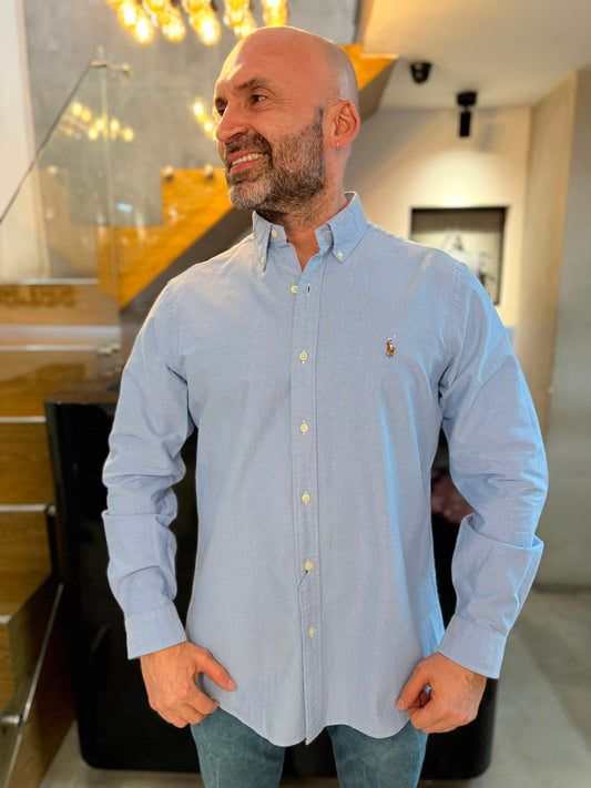 Camisa Polo R.L hombre Oxford Celeste Caballo Multicolor