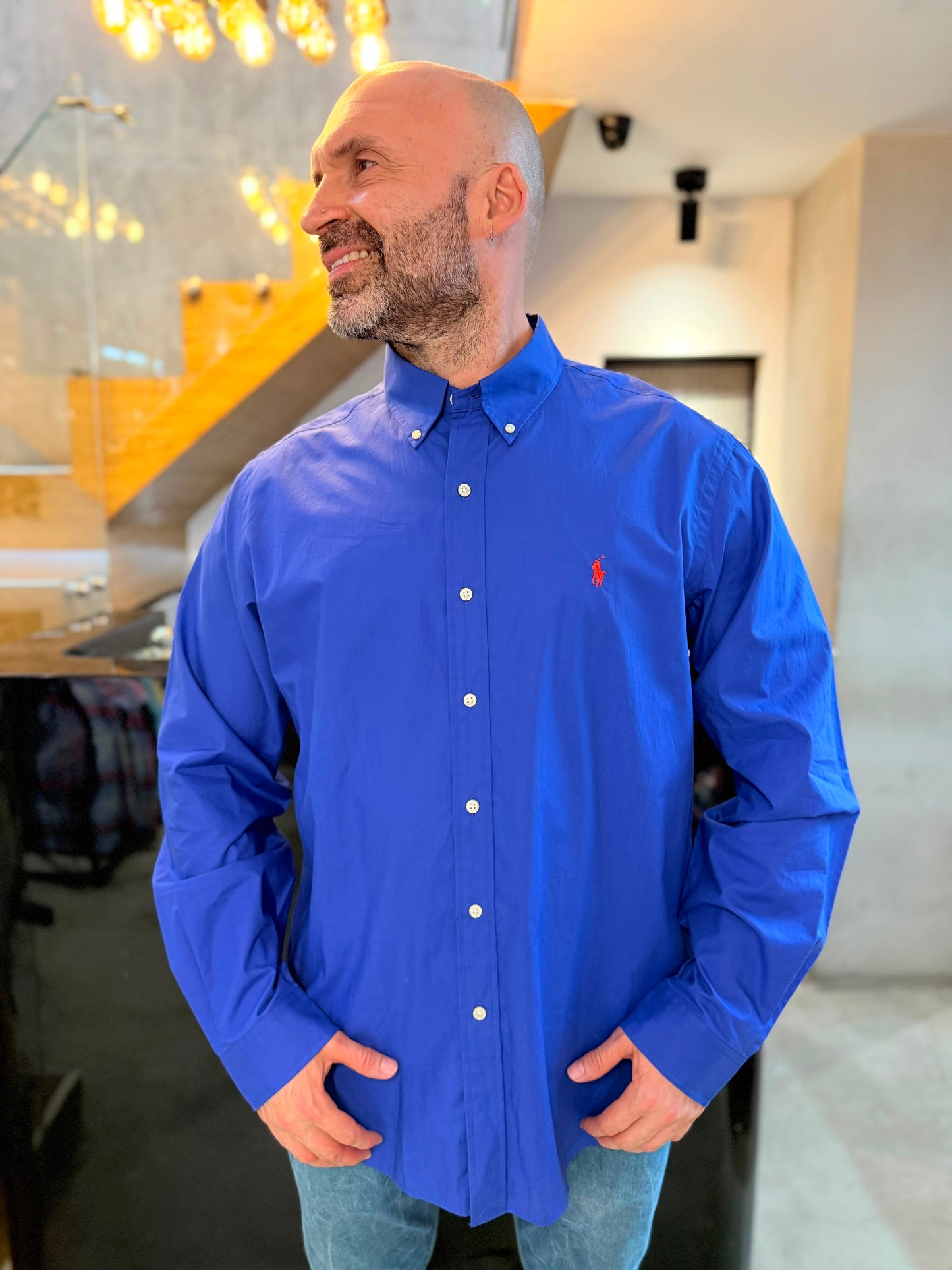 Camisa Polo R.L hombre Algodón Azul Rey Caballo Rojo