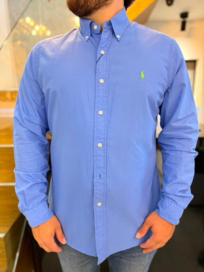 Camisa Polo R.L hombre Algodón Azul Caballo Verde