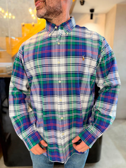 Camisa Polo R.L hombre Oxford Cuadros Caballo Multicolor