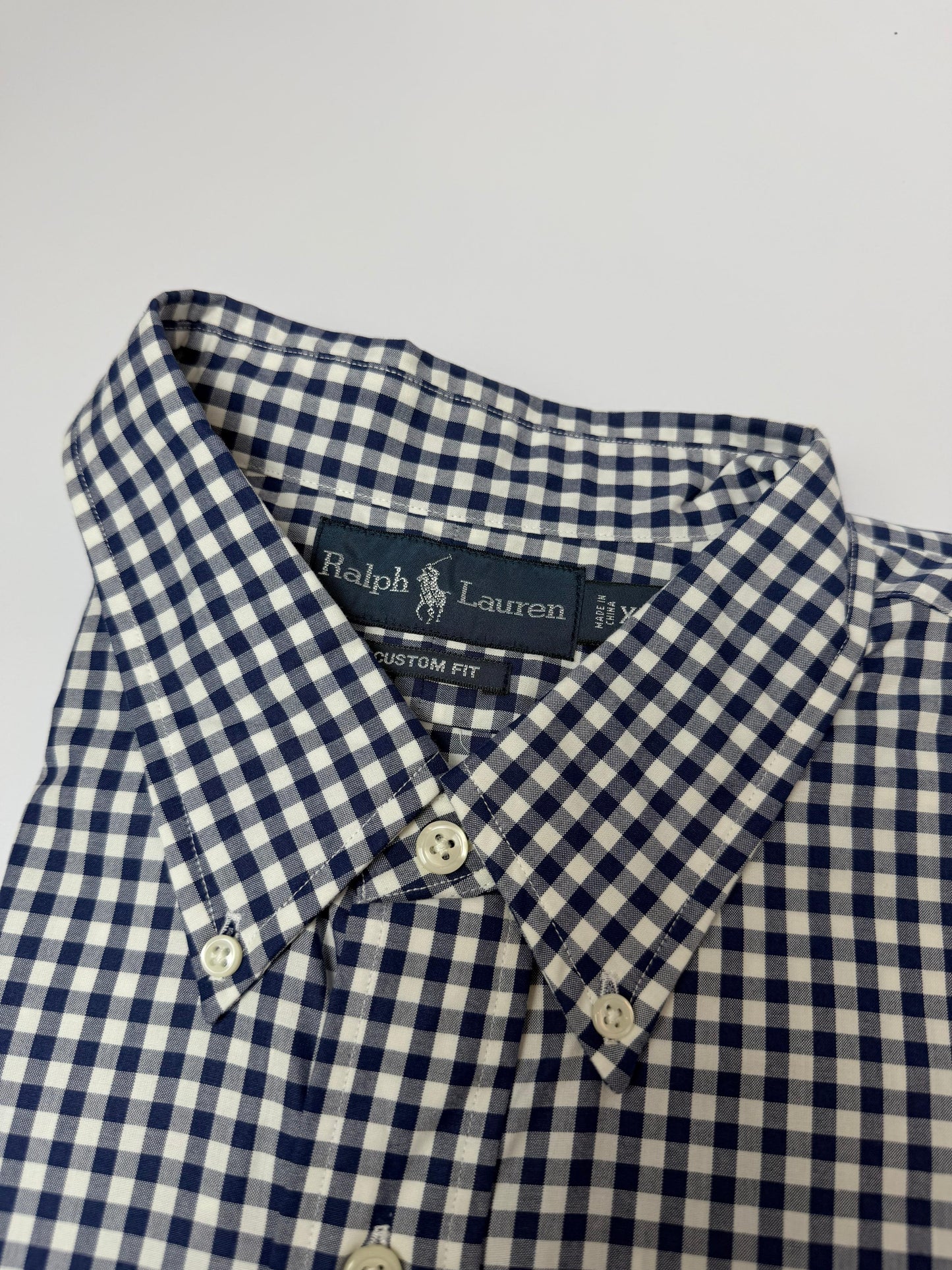 Camisa Polo R.L hombre Algodón Custom Fit Cuadros Azules Caballo Rojo