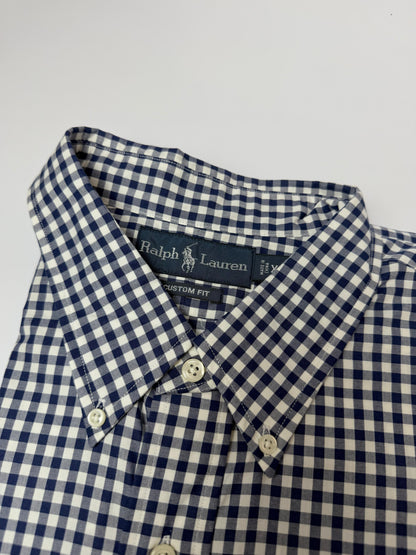 Camisa Polo R.L hombre Algodón Custom Fit Cuadros Azules Caballo Rojo