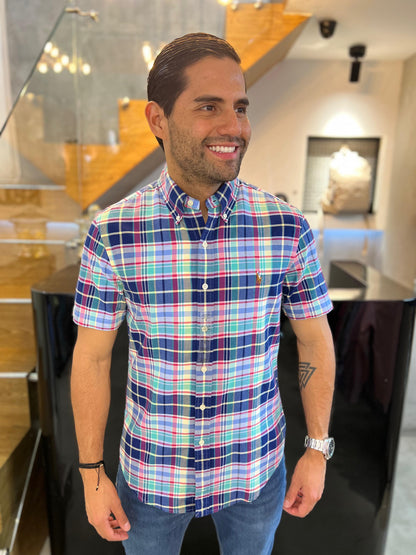 Camisa Polo R.L hombre Oxford Slim Fit Manga Corta
