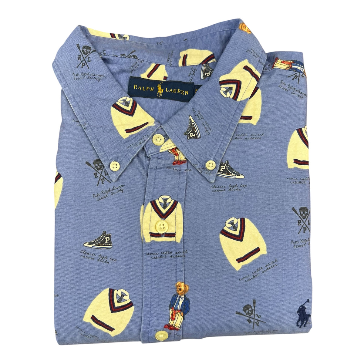 Camisa Polo R.L hombre Oxford Celeste Edición Polo Bear Caballo Azul